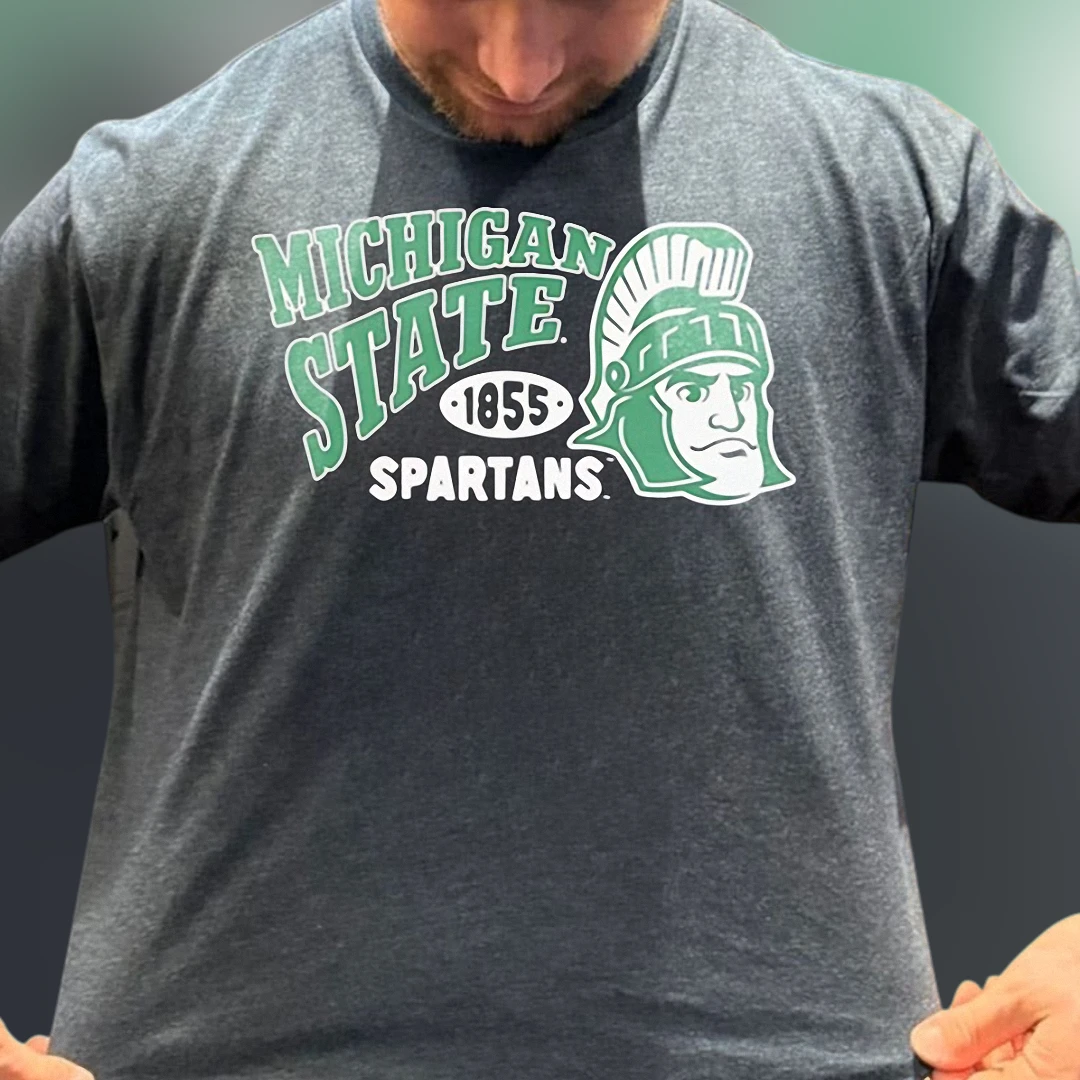 Michigan State Spartans Tee, Vintage MSU College Mascot Graphic T-Shirt