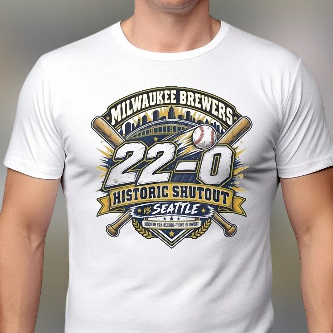 Milwaukee Brewers 22-0 Historic Shutout vs Seattle Tee, Record-Tying Blowout Baseball Fan Shirt