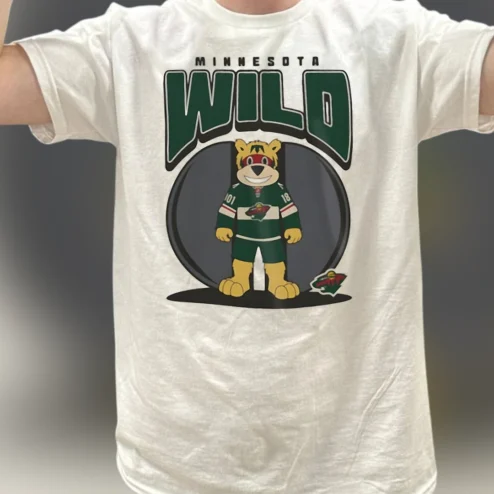 Minnesota Wild Mascot Nordy Hockey Tee, Game Day Graphic T-Shirt Gift