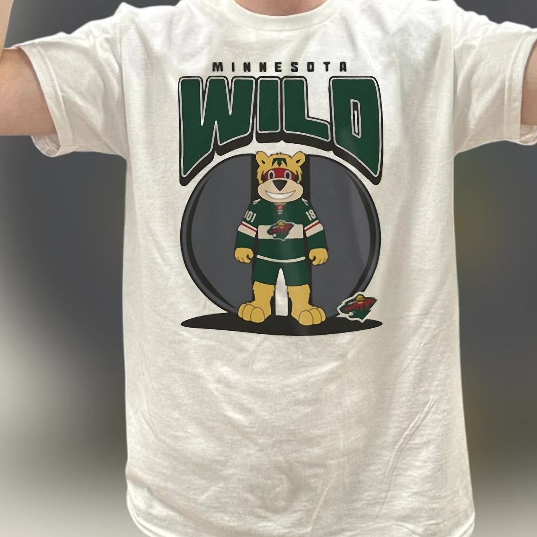 Minnesota Wild Mascot Nordy Hockey Tee, Game Day Graphic T-Shirt Gift