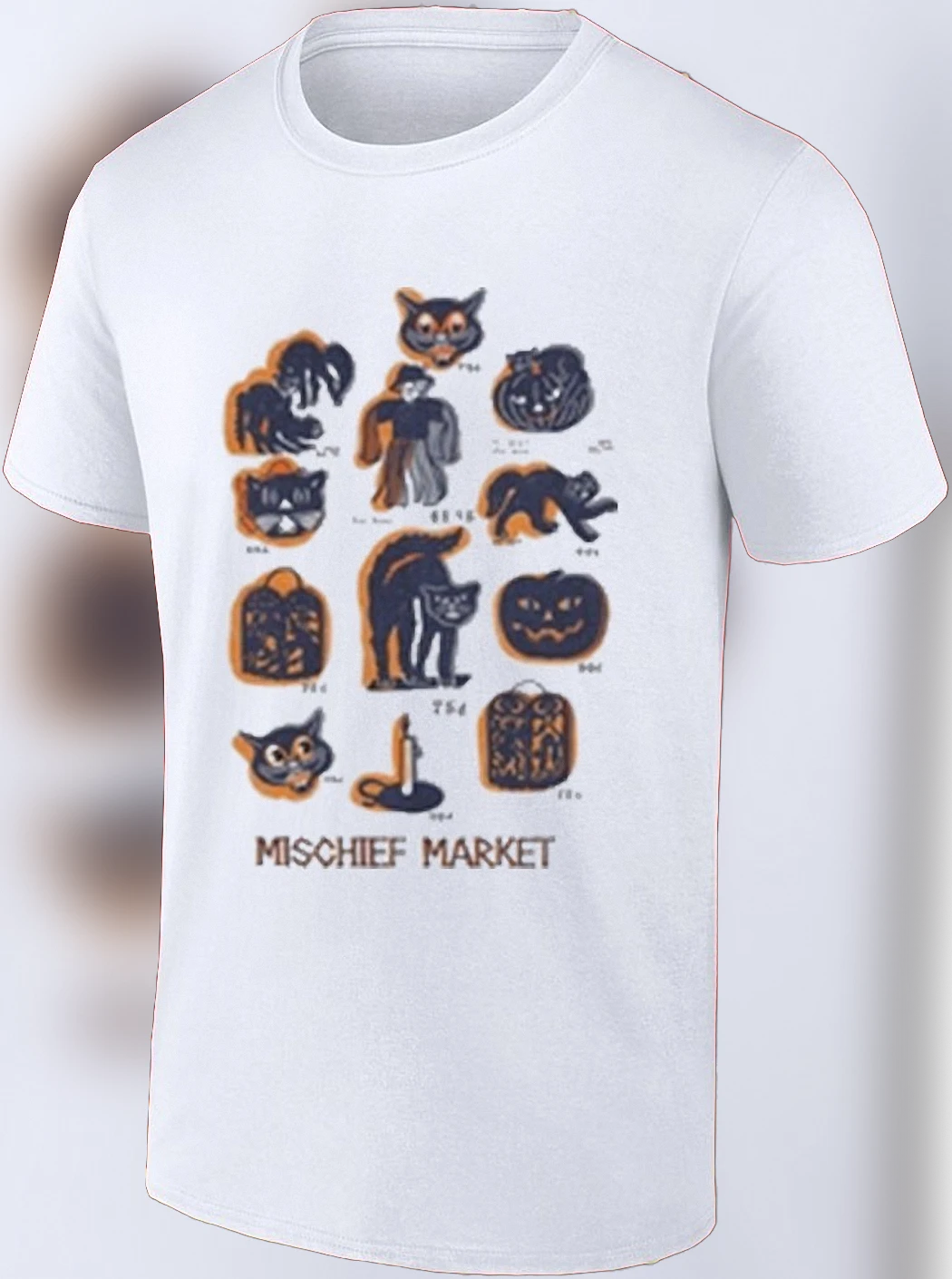 Mischief Market Vintage Halloween Graphic Tee Retro Black Cat and Pumpkin Spooky Season Shirt
