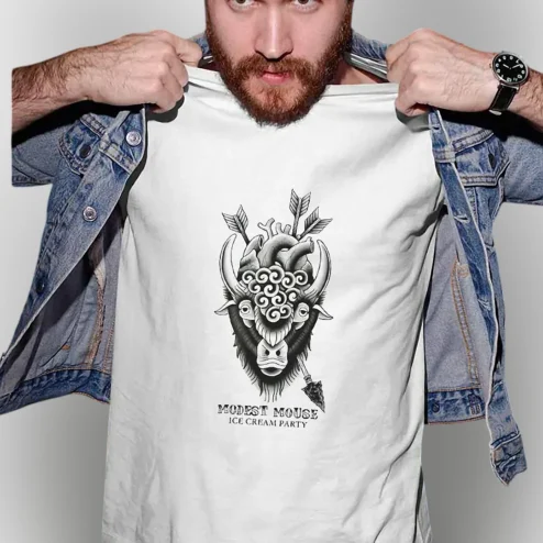 Modest Mouse Ice Cream Party Tee Bison Tattoo Indie Rock Graphic Shirt