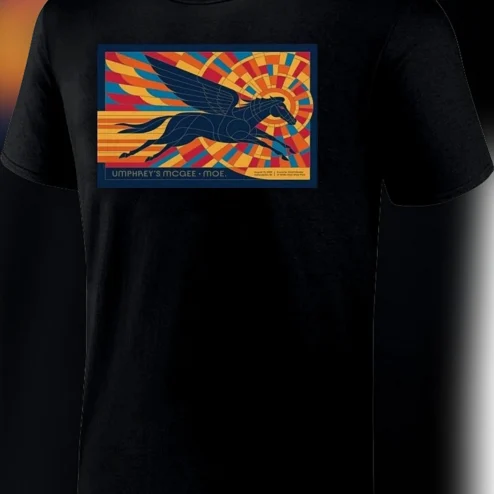 Moe and Umphrey's McGee Pegasus Concert Poster Graphic Tee, Jam Band Rock Tour Shirt