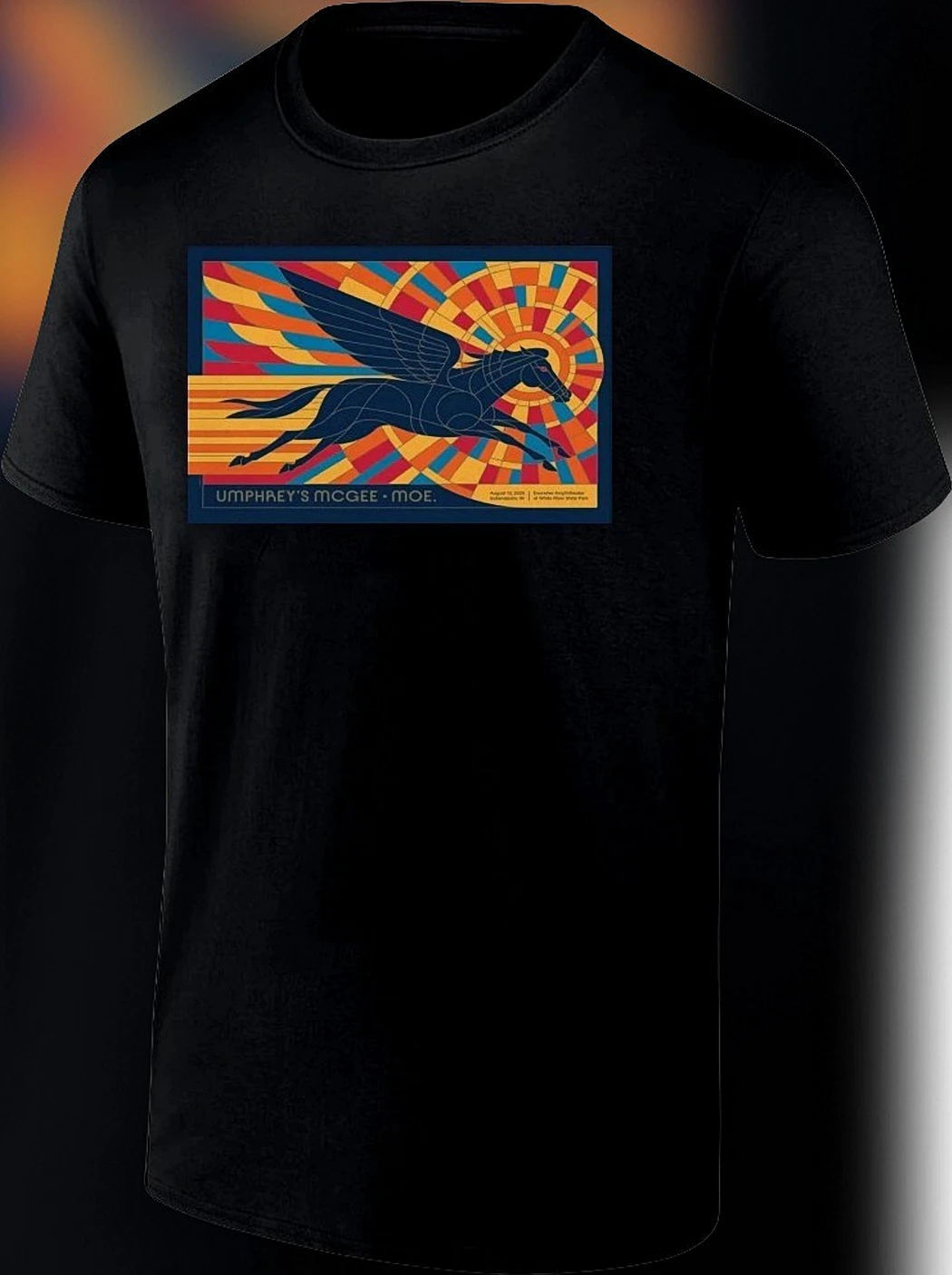 Moe and Umphrey's McGee Pegasus Concert Poster Graphic Tee, Jam Band Rock Tour Shirt