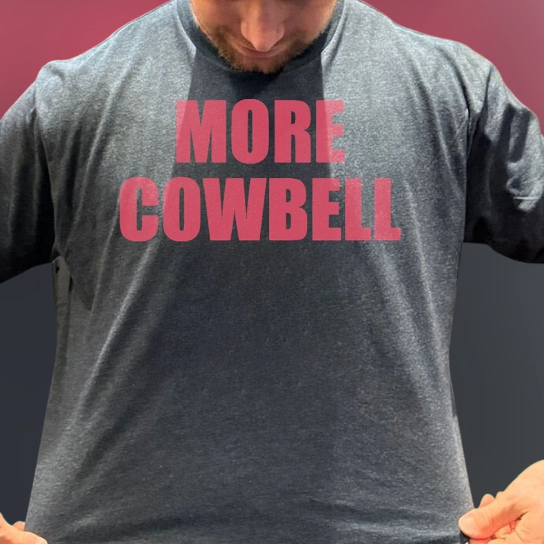 More Cowbell Tee Funny Retro Comedy Pop Culture Music Graphic T-Shirt Gift