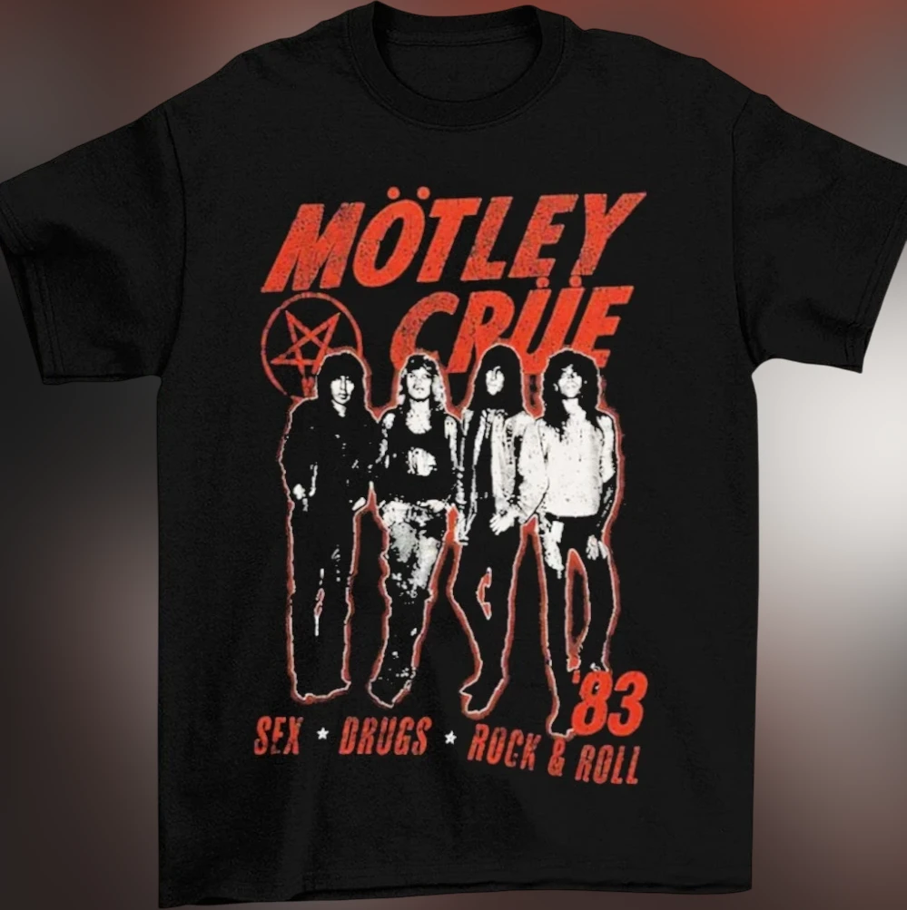 Mötley Crüe Sex Drugs Rock Roll 83 Vintage Band Tee, Heavy Metal Graphic T-Shirt