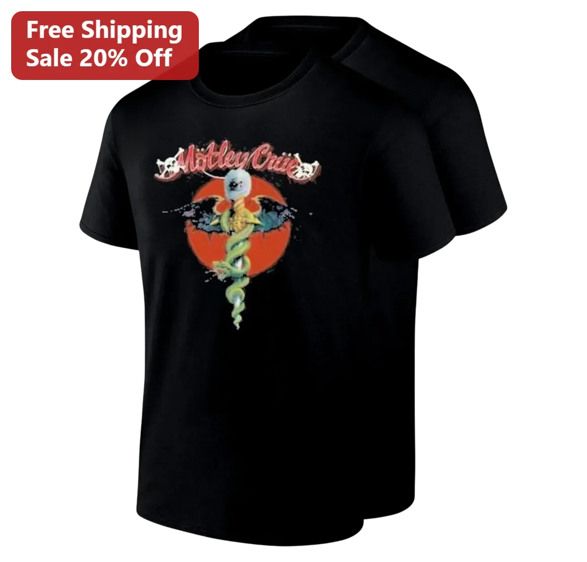 Mötley Crüe Tee Vintage 80s Serpent Dagger Graphic Heavy Metal Band Shirt Gift for Rock Fans