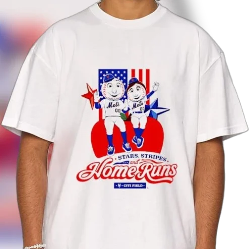 Mr and Mrs Met Stars Stripes and Home Runs Citi Field Tee, Patriotic New York Baseball Game Day Shirt