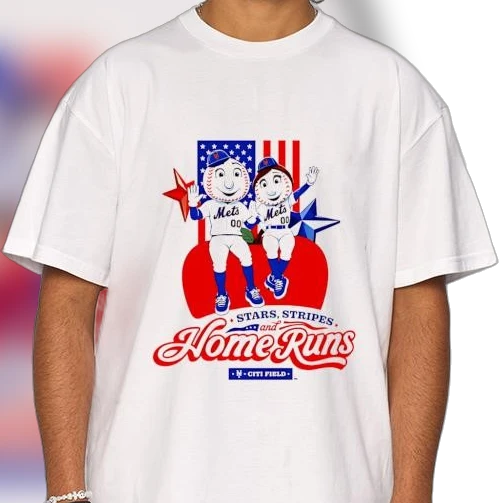 Mr and Mrs Met Stars Stripes and Home Runs Citi Field Tee, Patriotic New York Baseball Game Day Shirt