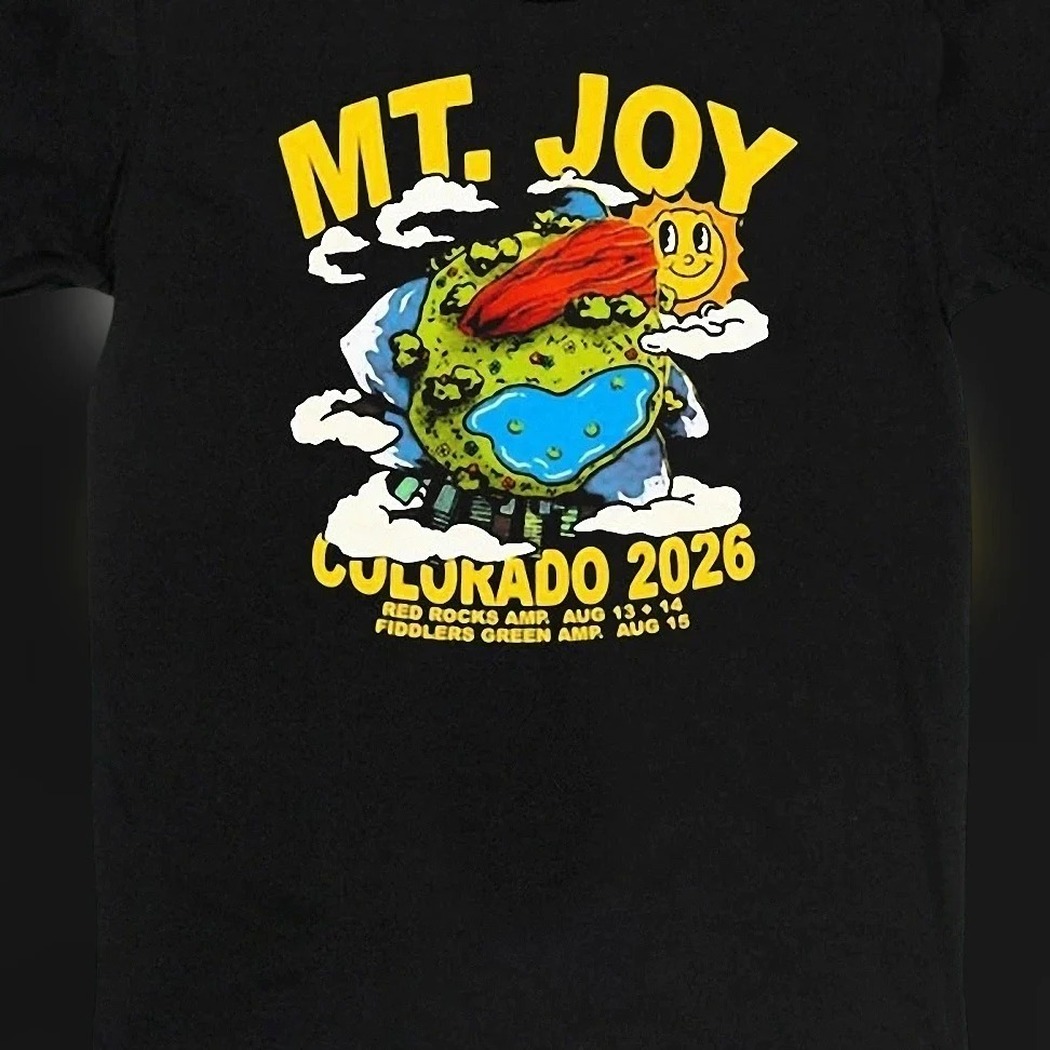 Mt. Joy Colorado 2026 Red Rocks and Fiddlers Green Concert Tee, Aug 13-15 Tour Souvenir Shirt
