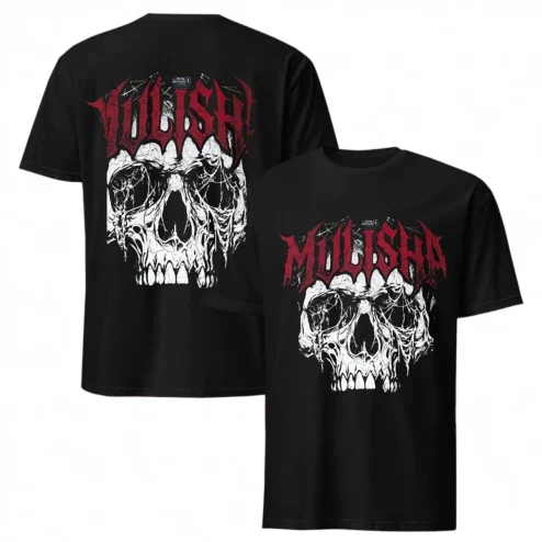 Mulisha Tee Gothic Skull Graphic T-Shirt, Edgy Metal FMX Motocross Streetwear Shirt for Men