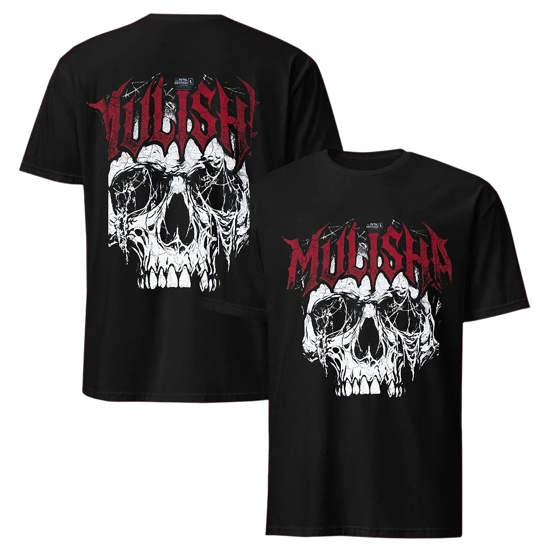 Mulisha Tee Gothic Skull Graphic T-Shirt, Edgy Metal FMX Motocross Streetwear Shirt for Men