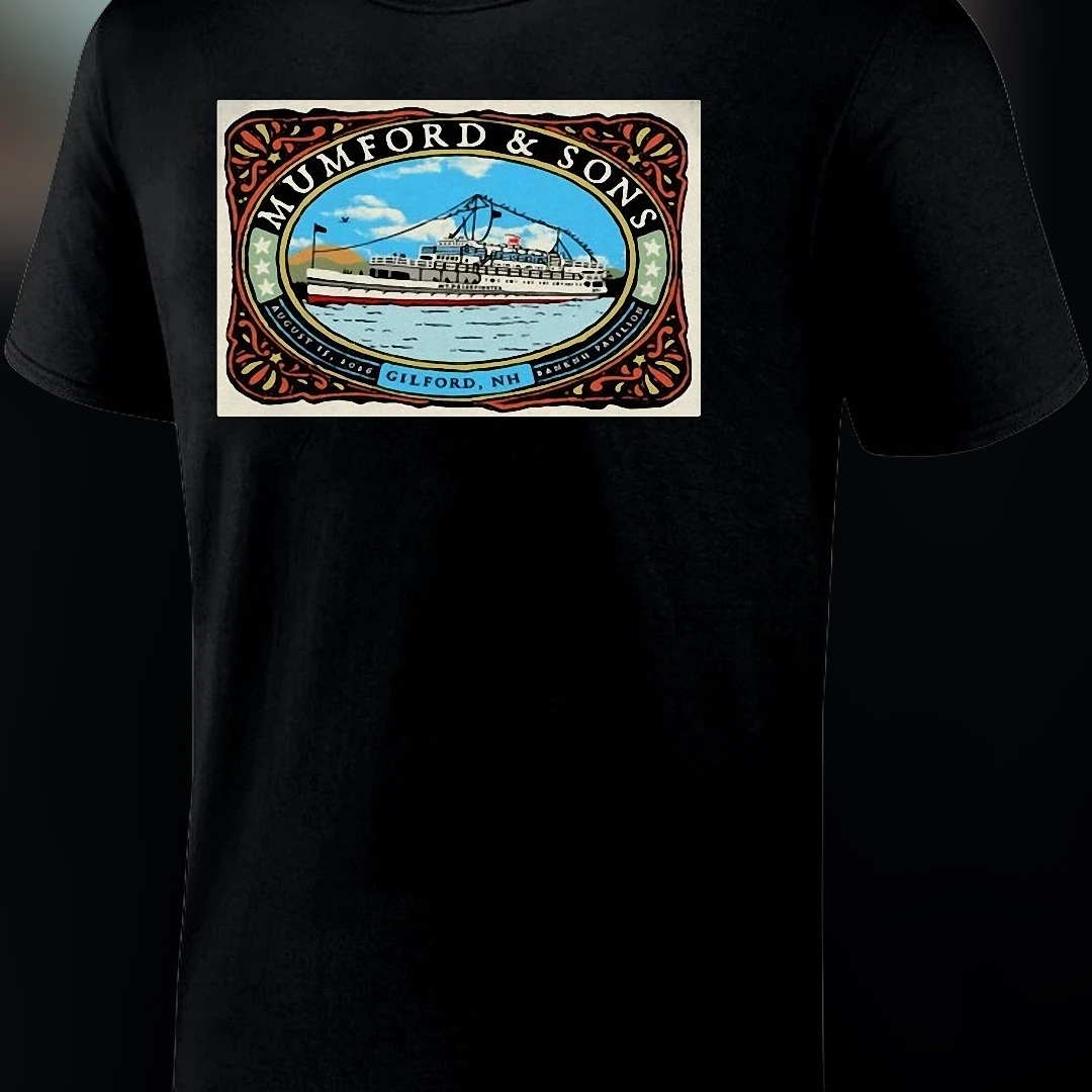 Mumford Sons August 15 2016 Gilford NH Concert Tee Vintage BankNH Pavilion Tour Poster Graphic Shirt