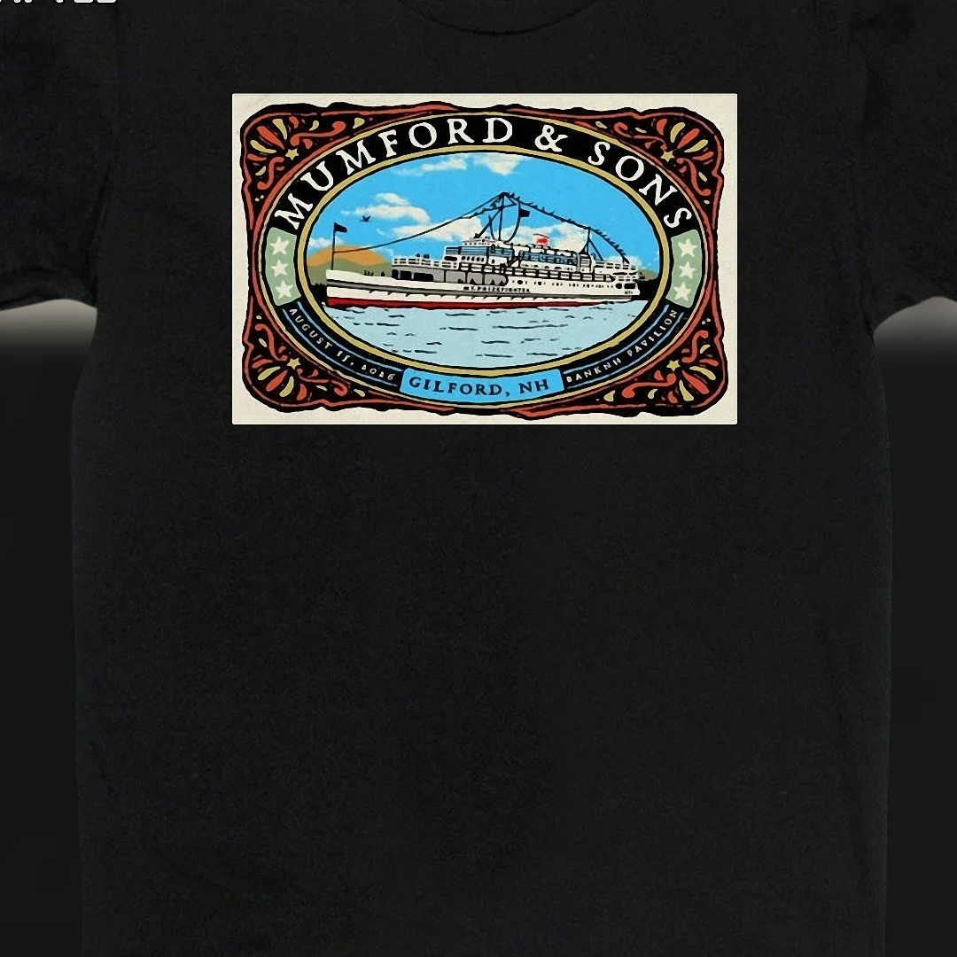 Mumford Sons BankNH Pavilion Gilford NH Concert Tee Vintage Folk Rock Tour Souvenir Shirt