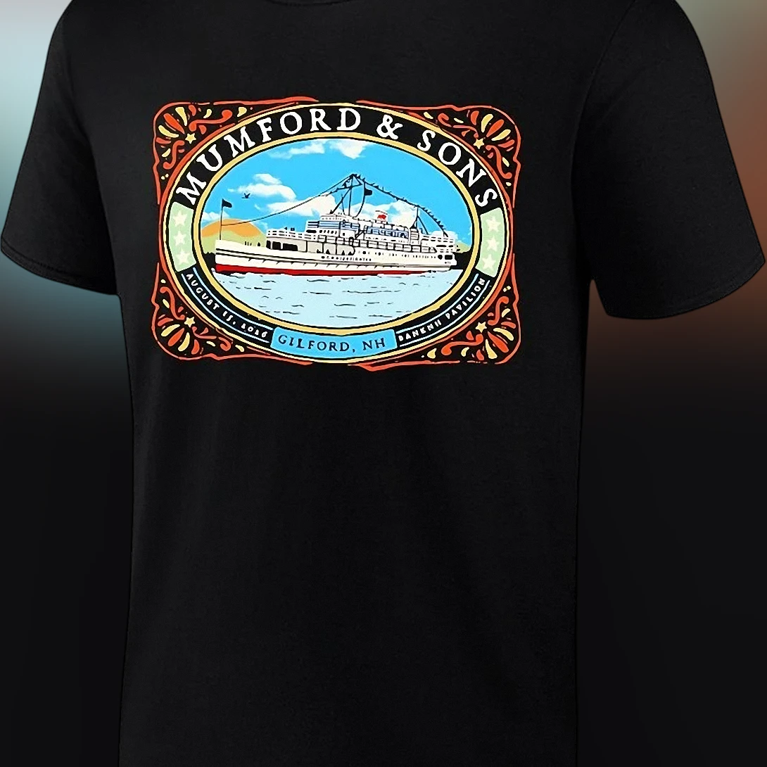 Mumford Sons Gilford NH BankNH Pavilion Tee Vintage August 13 2016 Concert Graphic Shirt