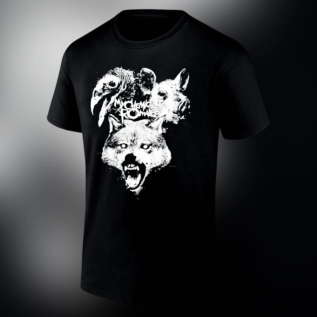 My Chemical Romance Tee Wolf Graphic Emo Band Shirt for Concert and Streetwear