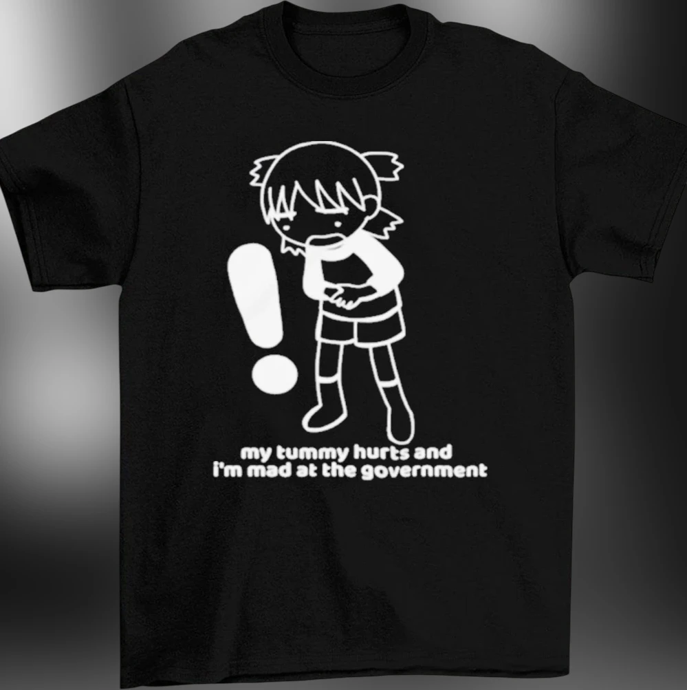 My Tummy Hurts and I'm Mad at the Government Tee Funny Anime Meme Graphic T-Shirt
