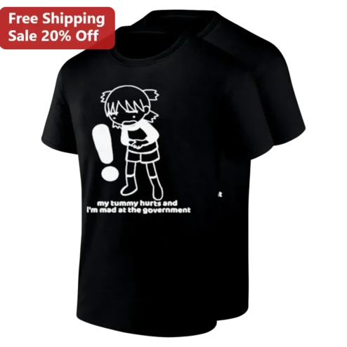 My Tummy Hurts And I'm Mad At The Government Yotsuba Koiwai Tee, Funny Anime Meme Shirt Gift For Manga Fans