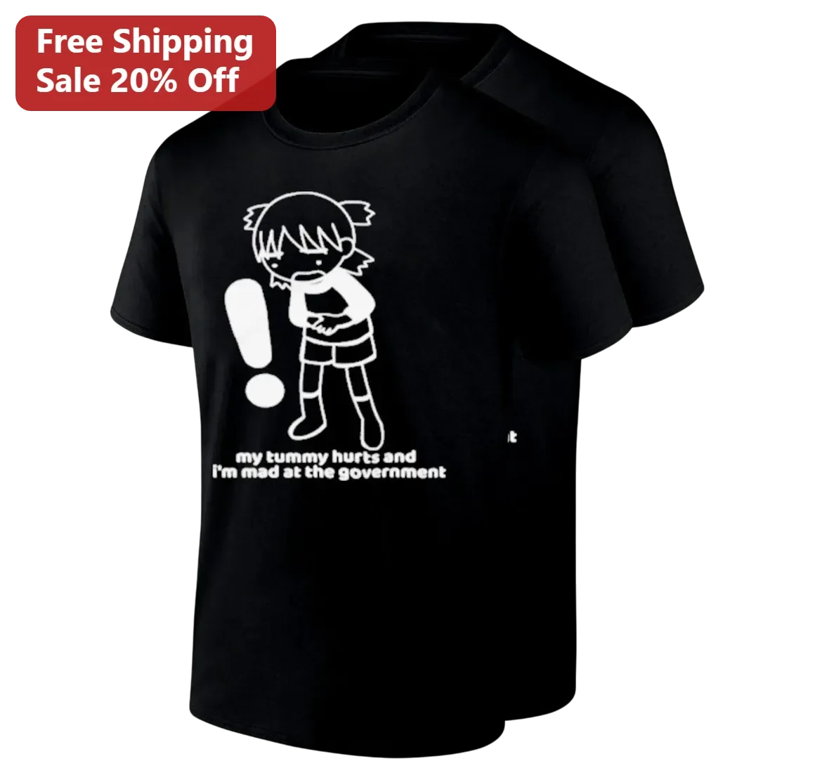 My Tummy Hurts And I'm Mad At The Government Yotsuba Koiwai Tee, Funny Anime Meme Shirt Gift For Manga Fans
