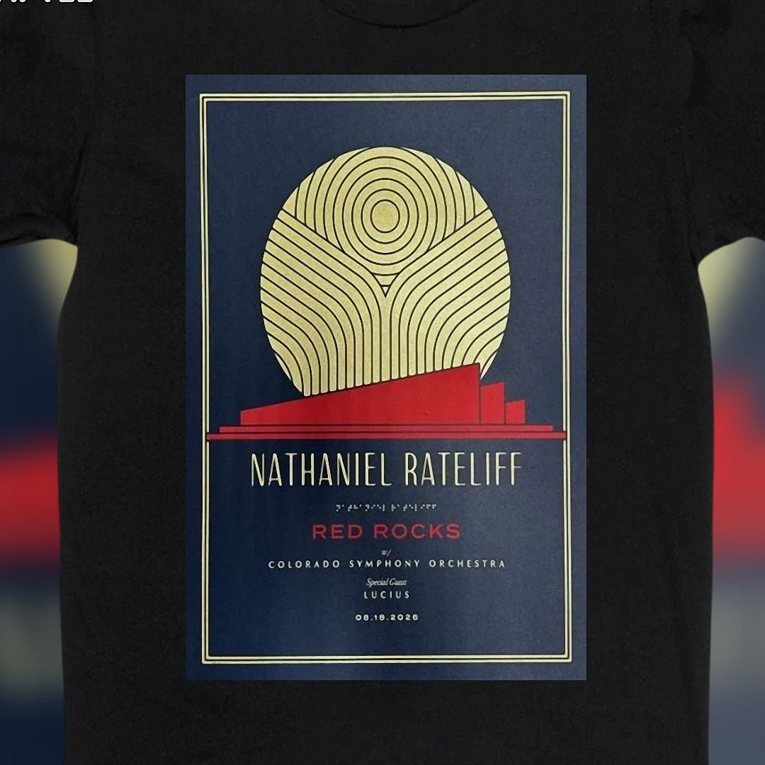 Nathaniel Rateliff Red Rocks 2026 Concert Tee, Colorado Symphony with Lucius Aug 18 Tour Souvenir Shirt