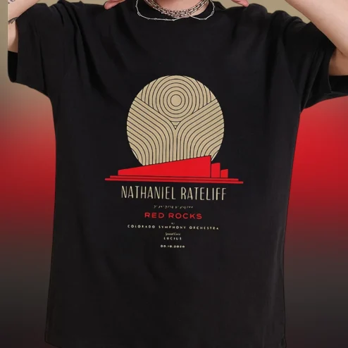 Nathaniel Rateliff Red Rocks Tee Colorado Symphony Orchestra Lucius Concert Souvenir Graphic T-Shirt