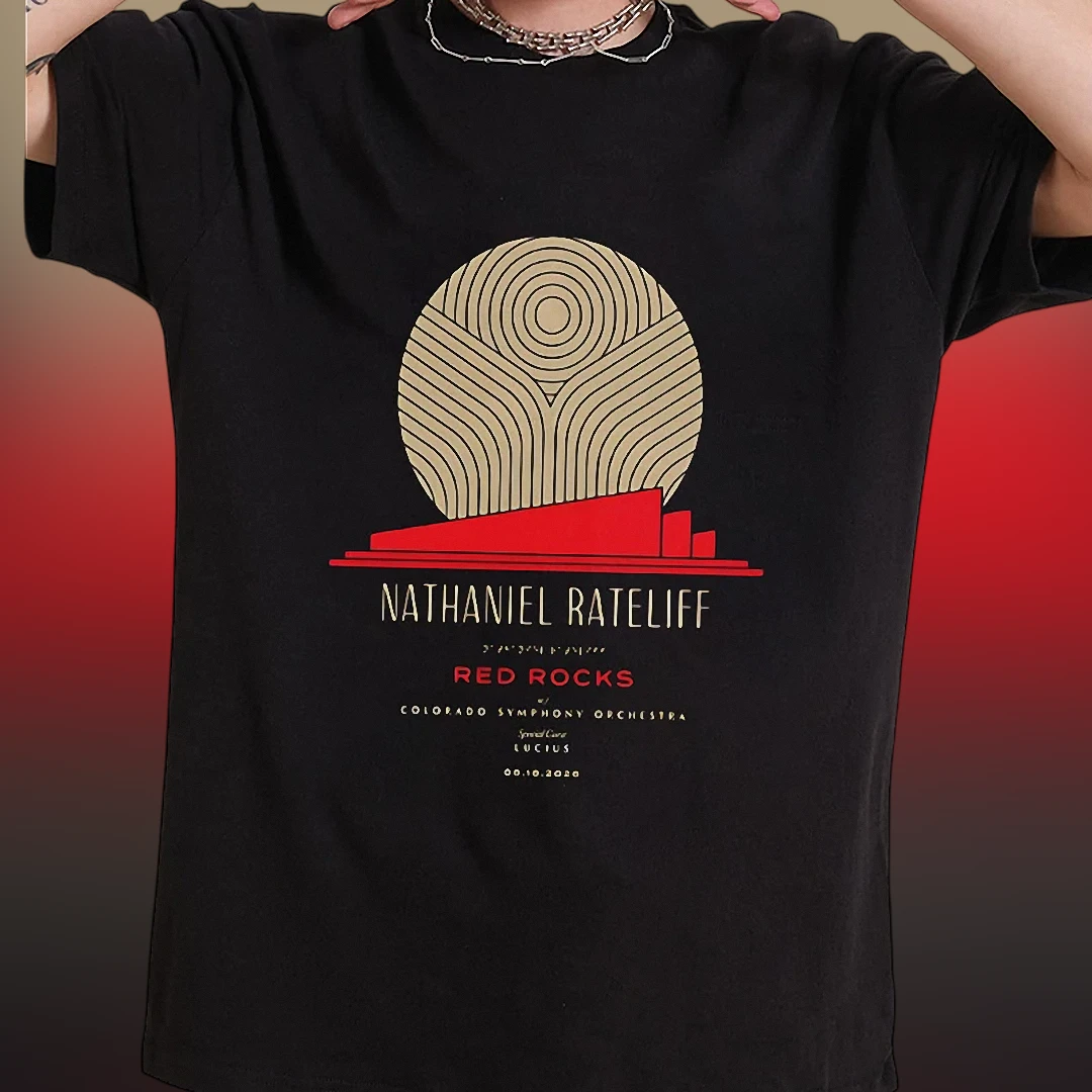 Nathaniel Rateliff Red Rocks Tee Colorado Symphony Orchestra Lucius Concert Souvenir Graphic T-Shirt