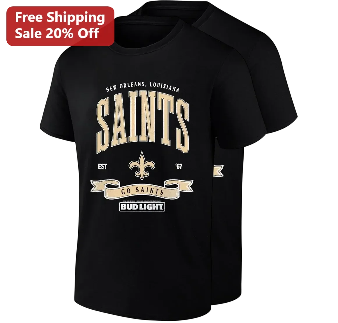 New Orleans Saints Go Saints Est 67 Tee, New Orleans Louisiana Football Game Day Gift for Fans