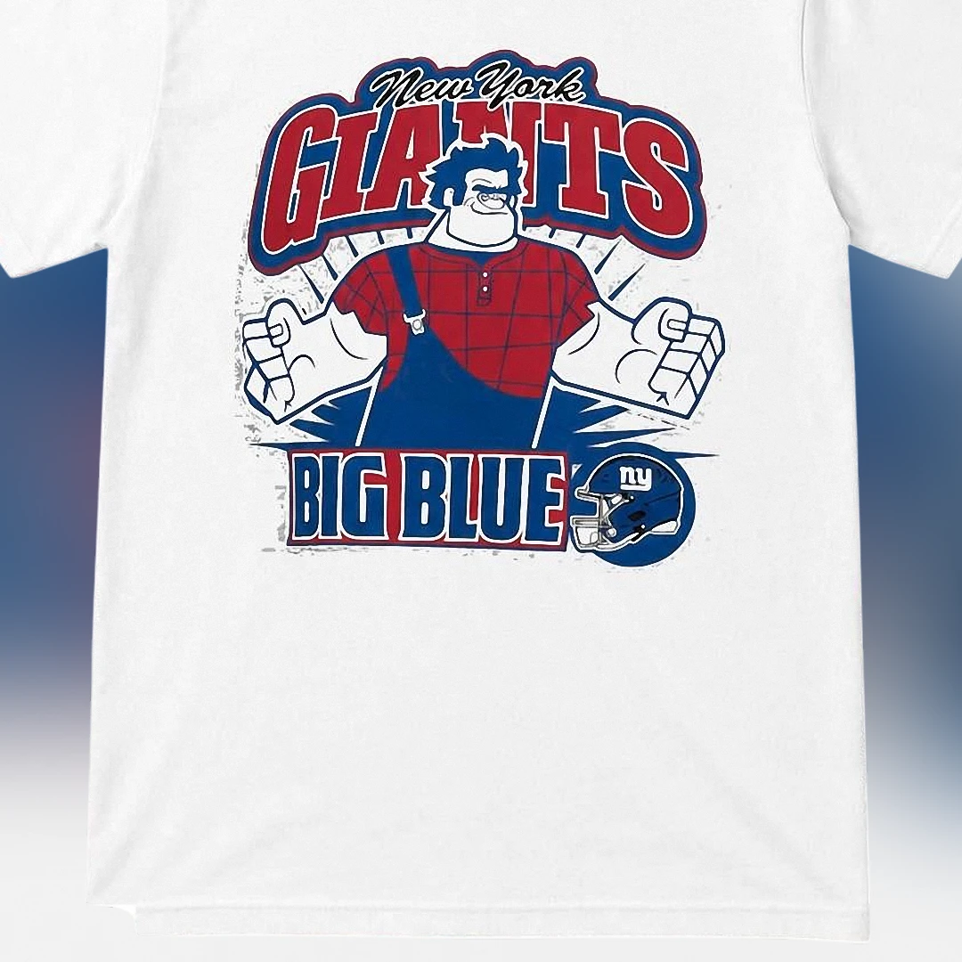 New York Giants Big Blue Wreck-It Ralph Tee, Vintage NY Football Game Day Graphic T-Shirt Gift for Fans