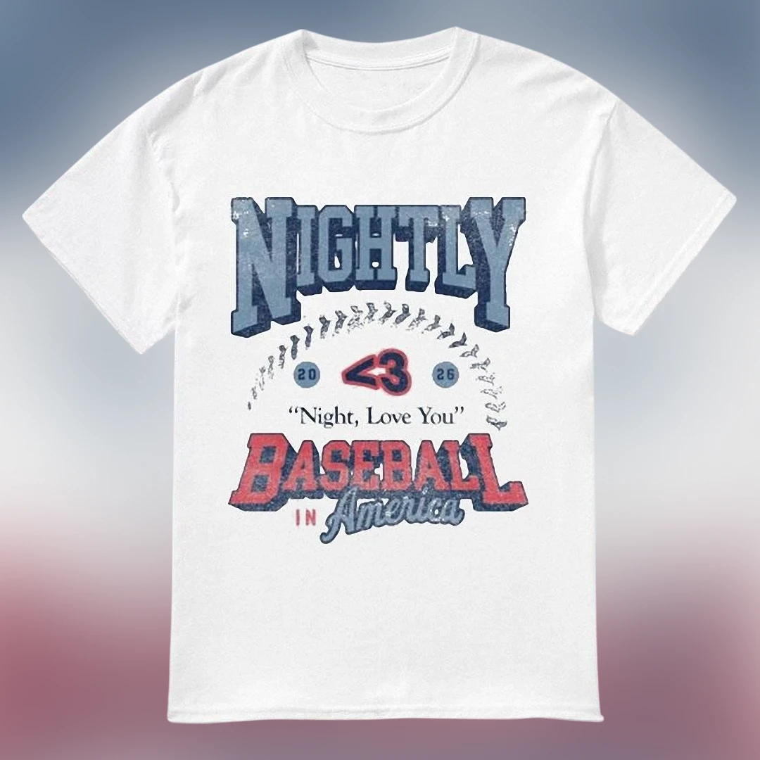 Nightly Baseball in America Tee, Vintage Night Love You Graphic Shirt, Retro Sports Fan Gift