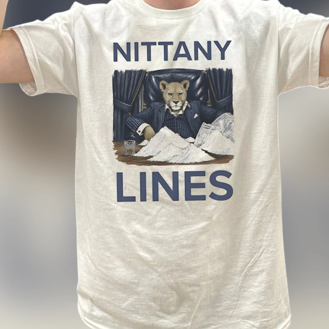 Nittany Lines Tee Funny Penn State Parody Shirt Retro College Mascot Graphic T-Shirt for Game Day Tailgate