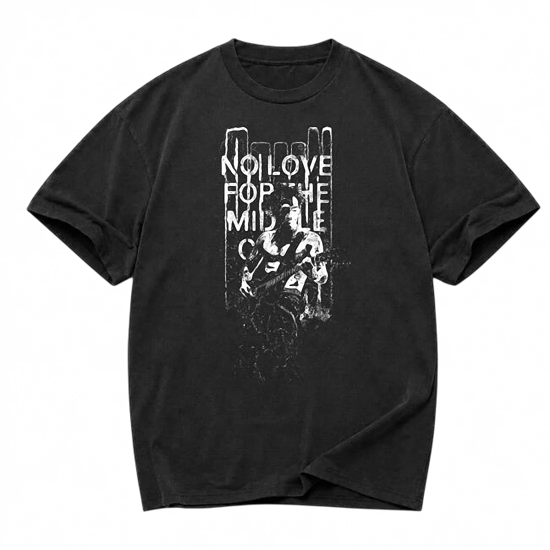 No Love for the Middle Tee, Vintage Grunge Electric Guitar Graphic T-Shirt for Music Lovers