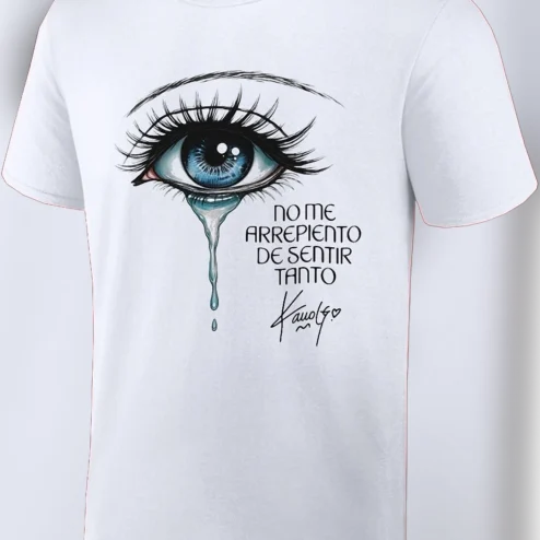No Me Arrepiento De Sentir Tanto Karol G Graphic Tee, Crying Blue Eye La Bichota Latin Pop Concert Shirt
