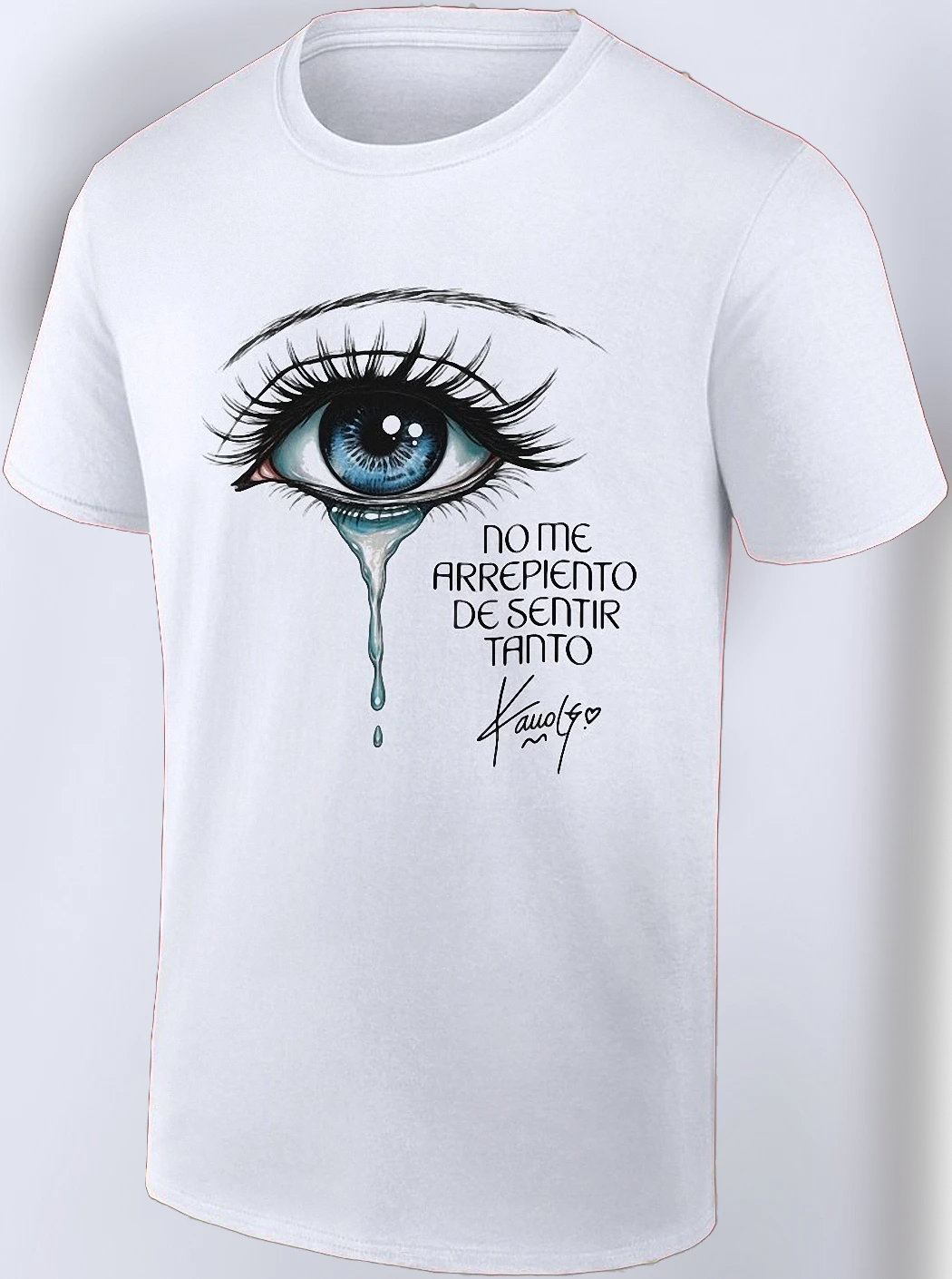 No Me Arrepiento De Sentir Tanto Karol G Graphic Tee, Crying Blue Eye La Bichota Latin Pop Concert Shirt