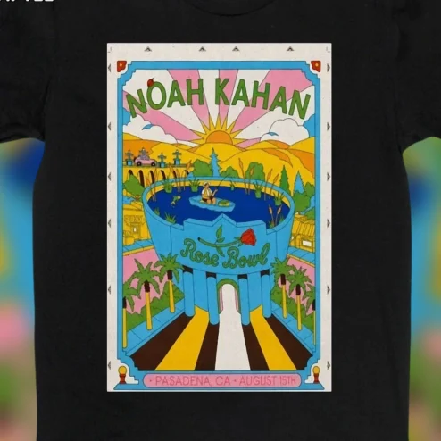 Noah Kahan Rose Bowl Pasadena CA August 15th Tee Vintage Stadium Tour Concert Souvenir Graphic Shirt