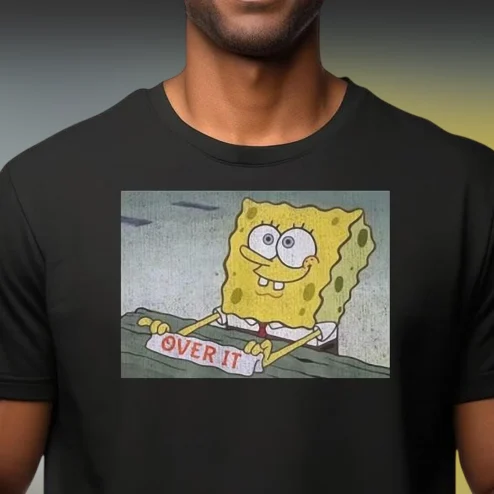 OVER IT Tee Funny Sarcastic Spongebob Meme Graphic T-Shirt