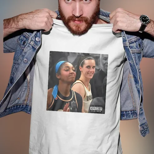 Parental Advisory Explicit Content Angel Reese Caitlin Clark Tee, WNBA Basketball Music Parody Graphic Shirt