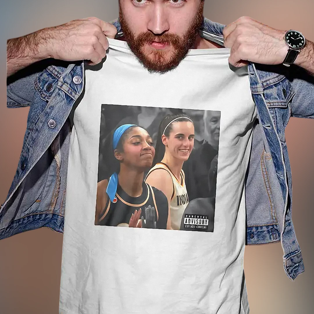 Parental Advisory Explicit Content Angel Reese Caitlin Clark Tee, WNBA Basketball Music Parody Graphic Shirt