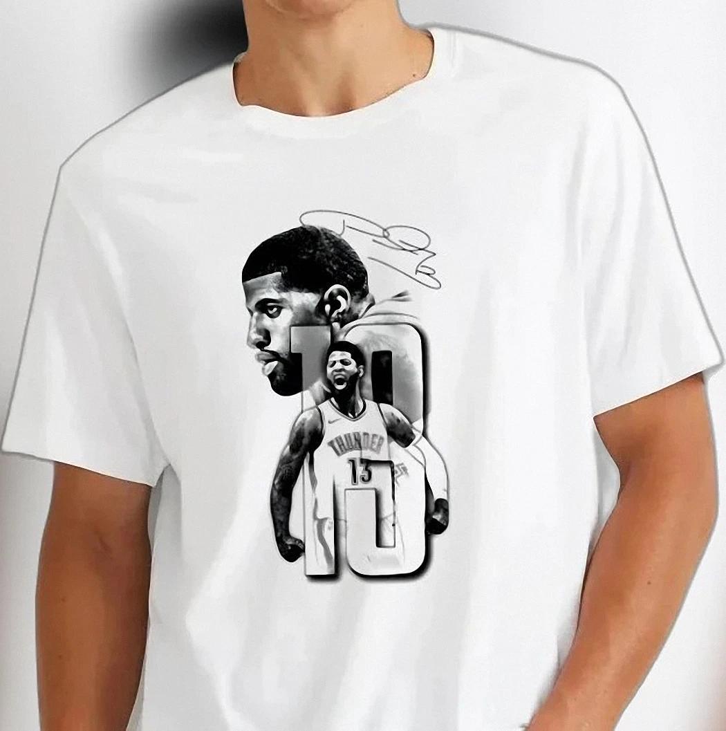 Paul George Graphic Tee, Signature Basketball Player Portrait Shirt, Retro Sports Fan Gift