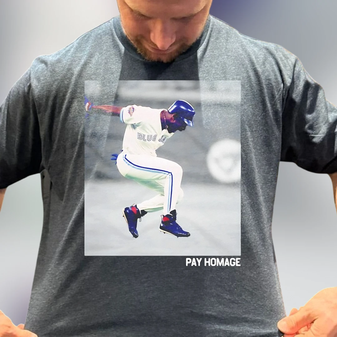 Pay Homage Joe Carter Tee, Vintage Toronto Baseball Jump Graphic Shirt for Fans