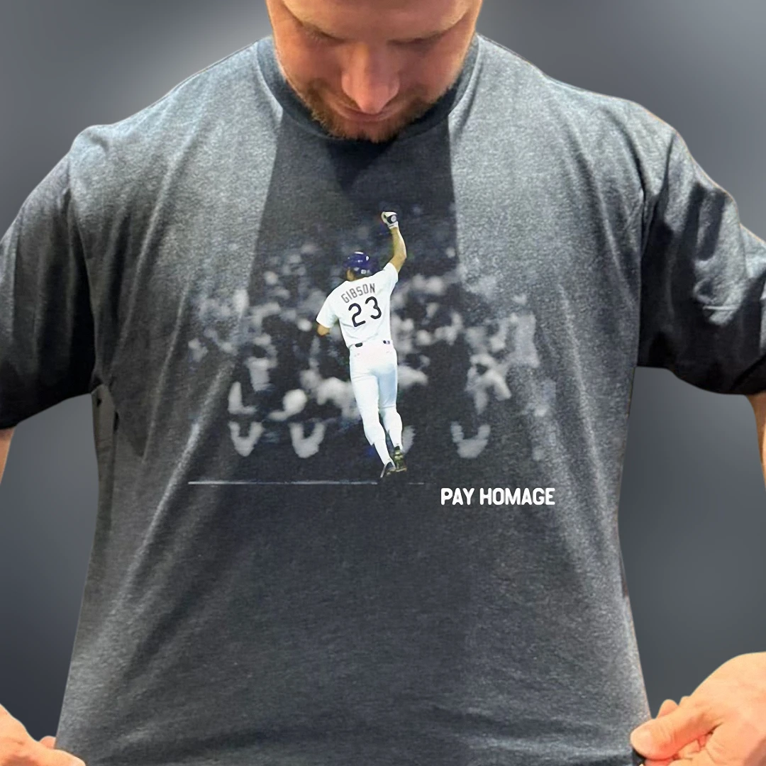 Pay Homage Kirk Gibson Tee Vintage 1988 Baseball Moment Graphic Shirt for Fans