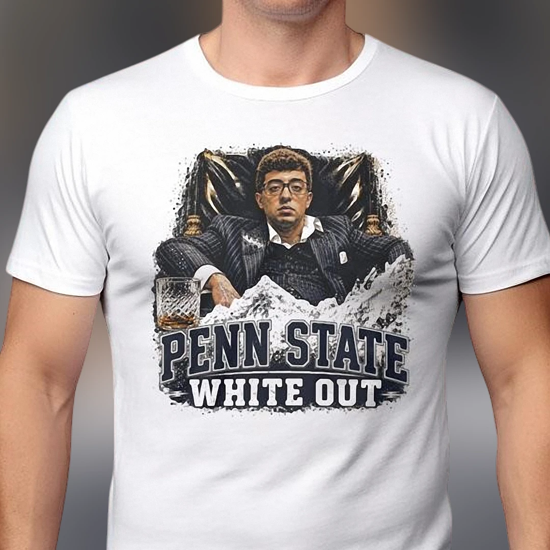 Penn State White Out Tony Montana Graphic Tee, College Football Game Day Fan Shirt Gift
