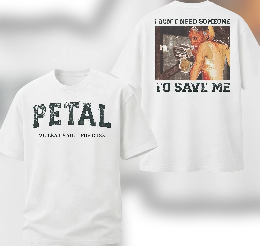 Petal Violent Fairy Pop Core Tee I Don't Need Someone to Save Me Soft Grunge Aesthetic 2-Sided Graphic Tee