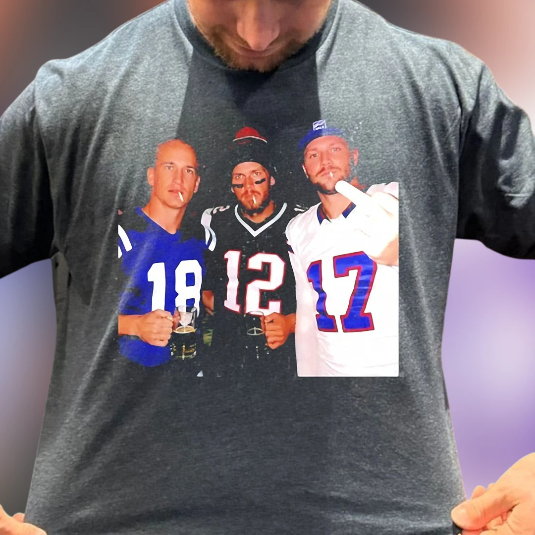 Peyton Manning Tom Brady Josh Allen Tee, Funny Football Quarterback Meme Shirt, Retro QB Club Graphic Tee for NFL Fans