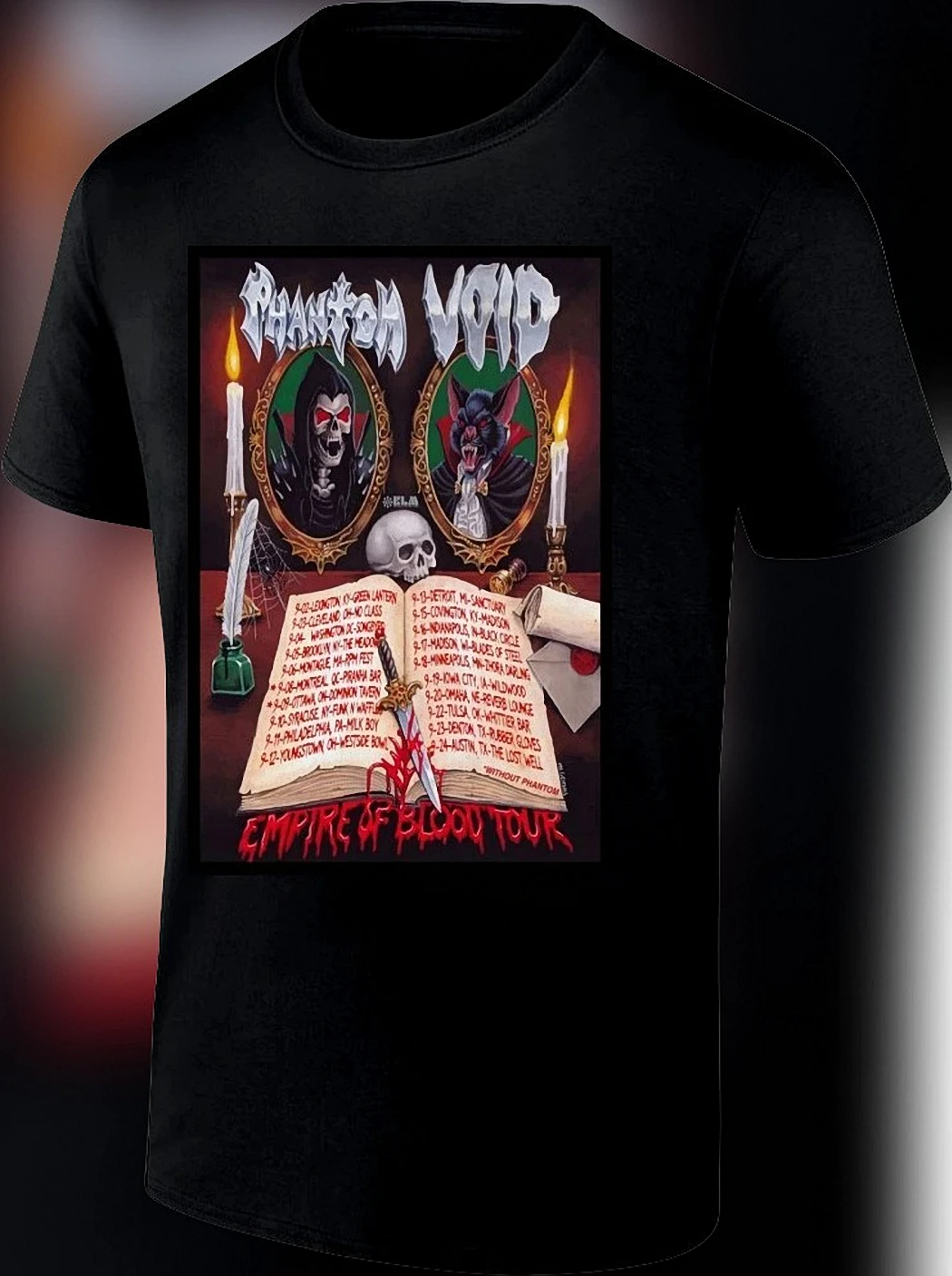 Phantom Void Empire of Blood Tour Tee, Gothic Heavy Metal Band Concert Shirt, Vintage Horror Graphic Tee for Fans