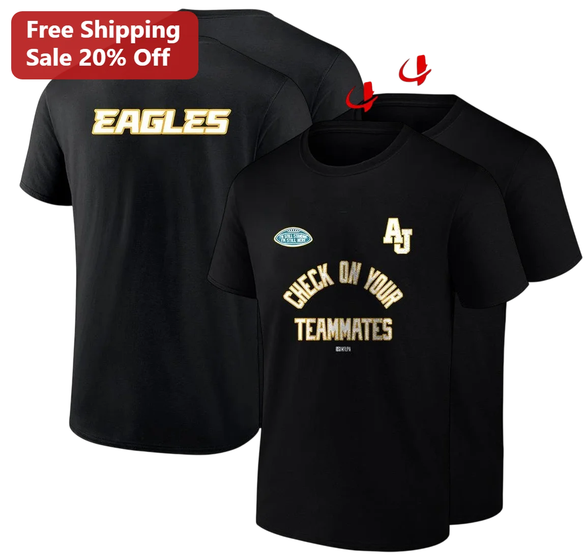 Philadelphia Eagles Check On Your Teammates Tee AJ Brown Football Fan Graphic Shirt Gift