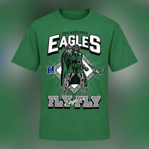 Philadelphia Eagles Doctor Doom Fly Eagles Fly Tee, Funny Comic Mashup Game Day Graphic T-Shirt