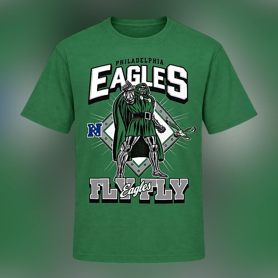 Philadelphia Eagles Doctor Doom Fly Eagles Fly Tee, Funny Comic Mashup Game Day Graphic T-Shirt