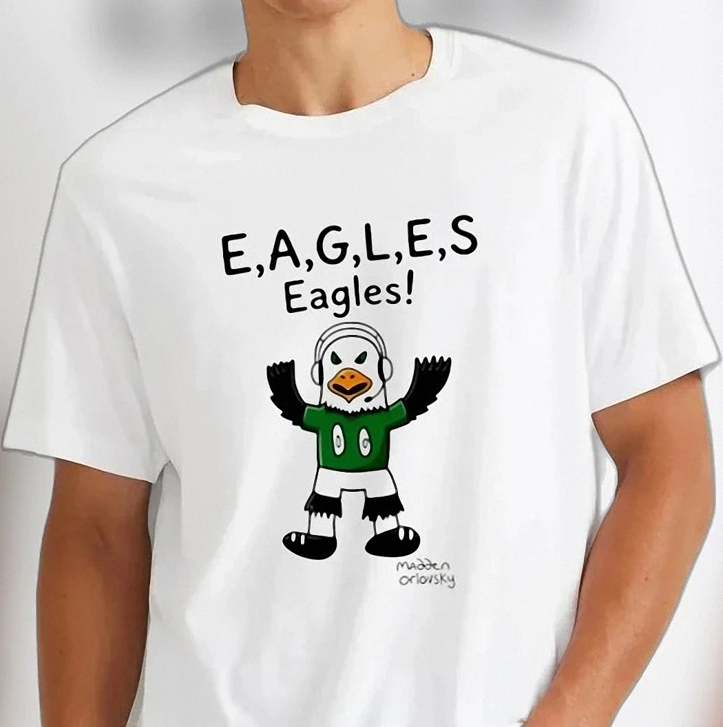 Philadelphia Eagles E-A-G-L-E-S Chant Mascot Tee, Funny Cartoon Football Game Day Tailgate Graphic Shirt for Fans