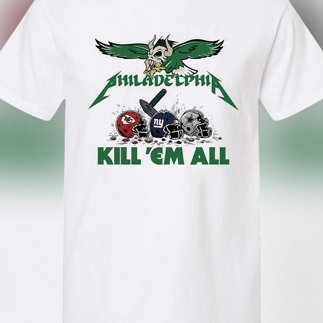 Philadelphia Kill 'Em All Tee Vintage Metal Style Football Fan Graphic T-Shirt