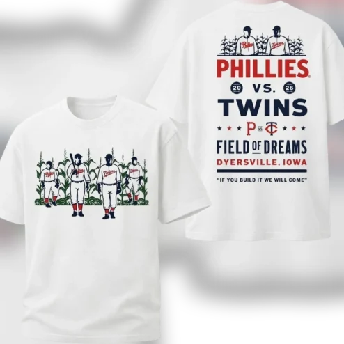 Phillies vs Twins Field of Dreams Tee Dyersville Iowa Cornfield Baseball Commemorative Souvenir Shirt
